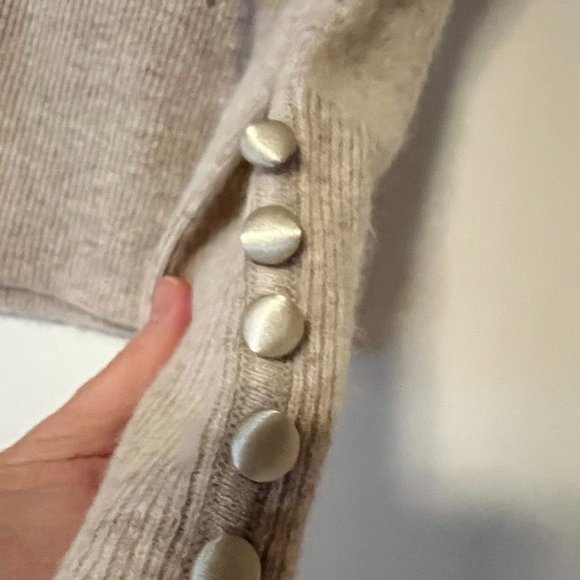 Lucy & Laurel Cream Angora & Lambs Wool Sweater - Faux Wrap w/Tie - Medium - Picture 4 of 5